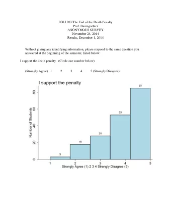 POLI 203 The End of the Death Penalty  Prof. Baumgartner  ANONYMOUS SURVEY  November 24, 2014