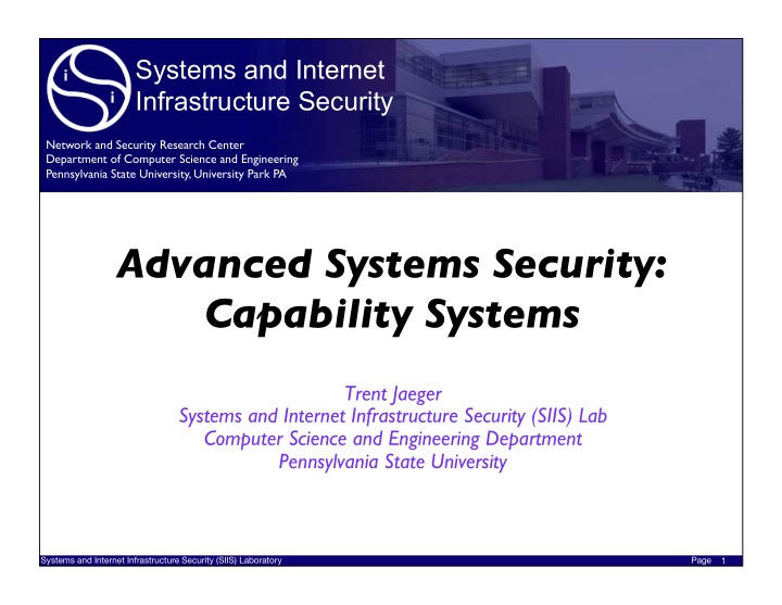 advanced systems security capability systems