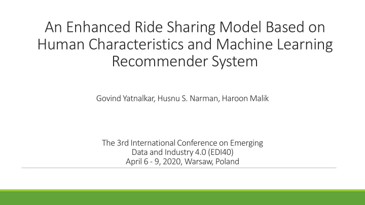 an enhanced ride sharing model based on human