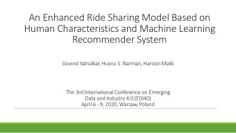 An Enhanced Ride Sharing Model Based on  Human Characteristics and Machine Learning  Recommender
