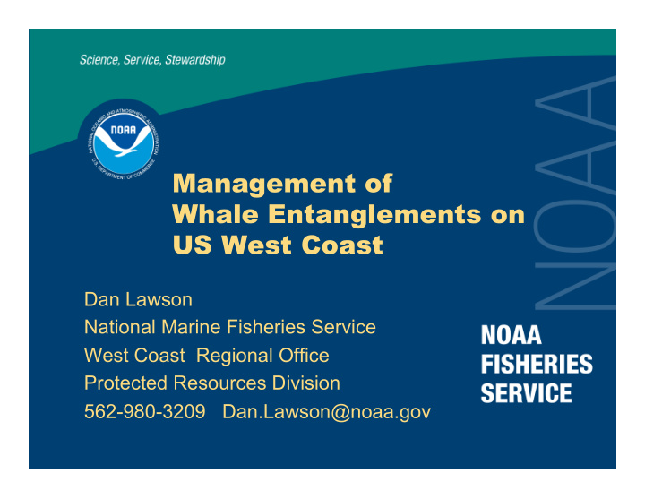 management of whale entanglements on us west coast