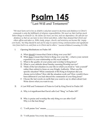 E. I will praise you forever and ever means ___________________________ F. Your greatness