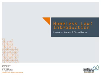 Introduction  Lucy Adams, Manager &amp; Principal Lawyer  Melbourne Office  PO Box 16013  Melbourne