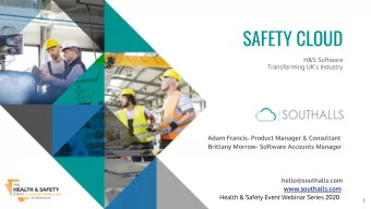 SAFETY CLOUD  H&amp;S Software  Transforming UKs Industry  Adam Francis- Product Manager &amp;
