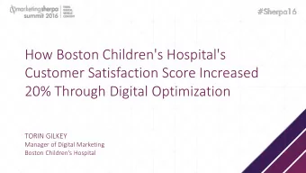 Customer Satisfaction Score Increased  20% Through Digital Optimization  Session Title  TORIN