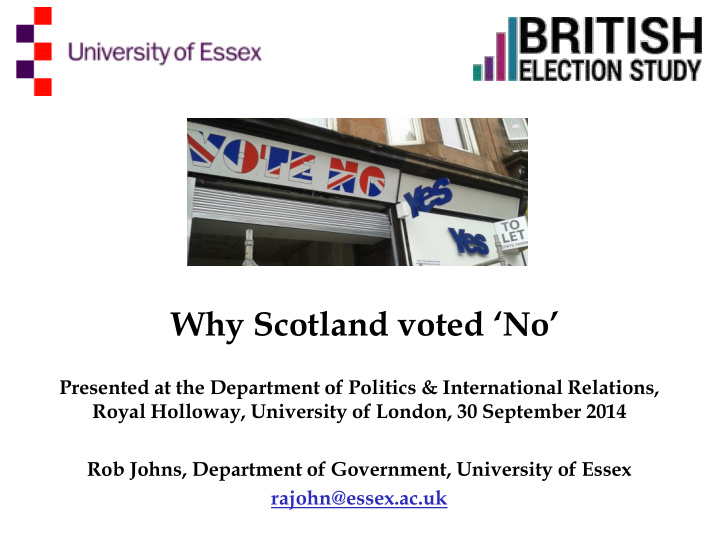 why scotland voted no