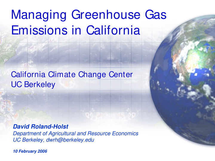 managing greenhouse gas emissions in california