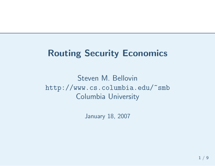 routing security economics