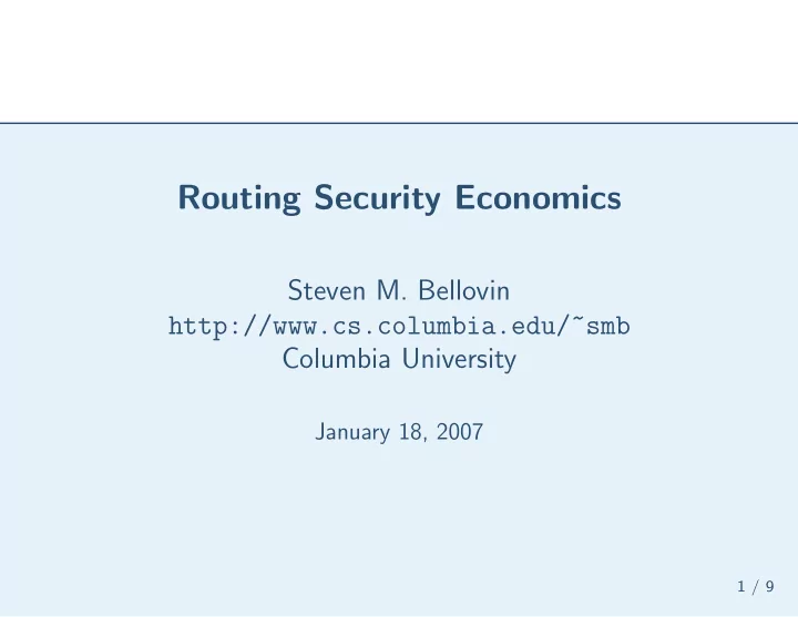 routing security economics