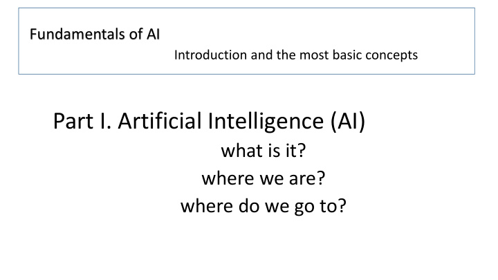 part i artificial intelligence ai