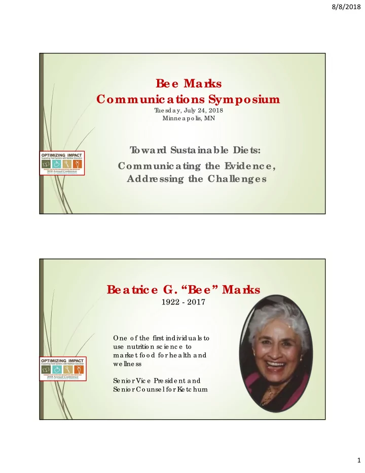 bee mar ks communic ations symposium