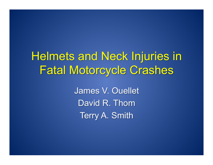 helmets and neck injuries in fatal motorcycle crashes