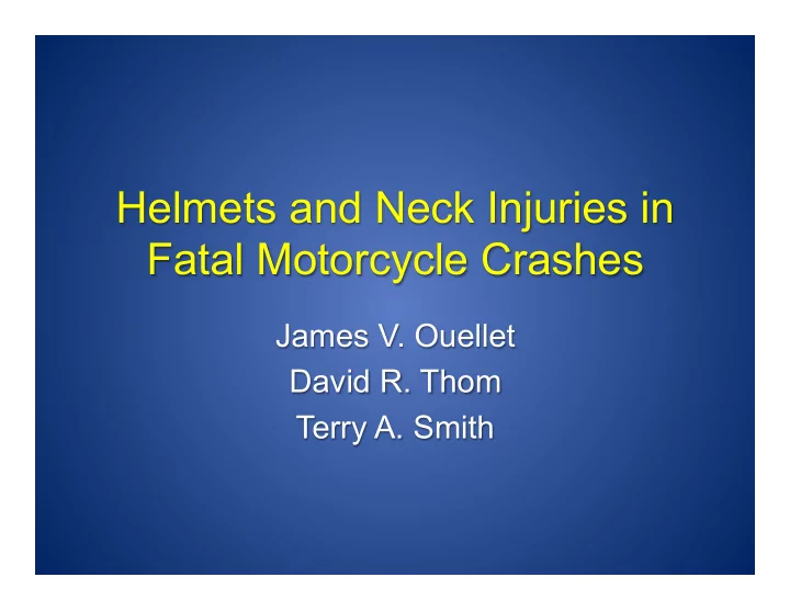 helmets and neck injuries in fatal motorcycle crashes