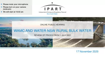 WAMC AND WATER NSW RURAL BULK WATER  REVIEW OF PRICES FROM 1 JULY 2021  17 November 2020  MC