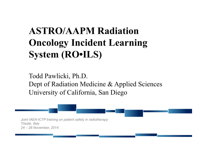 astro aapm radiation oncology incident learning system ro