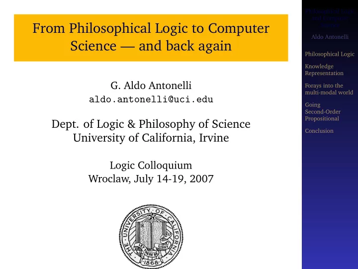 from philosophical logic to computer