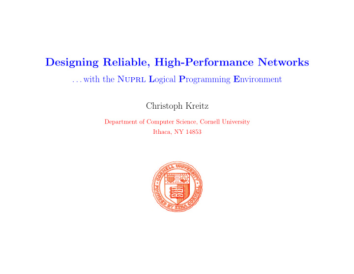 designing reliable high performance networks