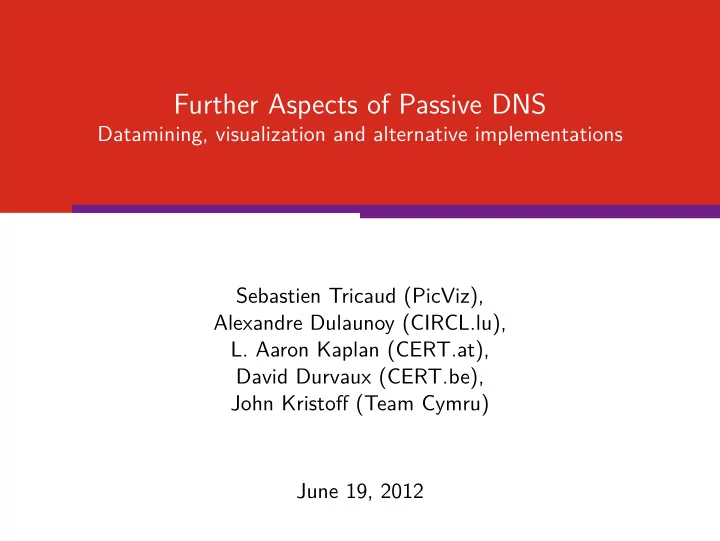 further aspects of passive dns
