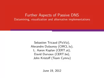 Further Aspects of Passive DNS  Datamining, visualization and alternative implementations