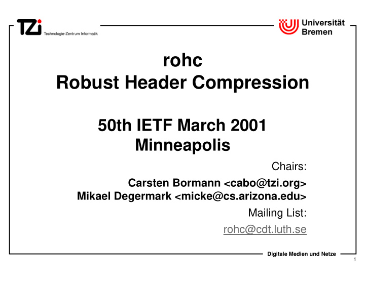 rohc robust header compression