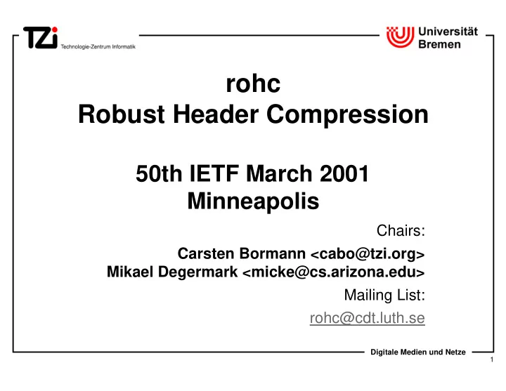 rohc robust header compression