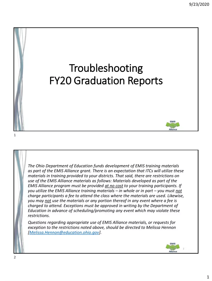 troubleshooting fy20 graduation rep eports
