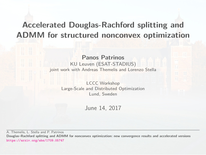 accelerated douglas rachford splitting and admm for