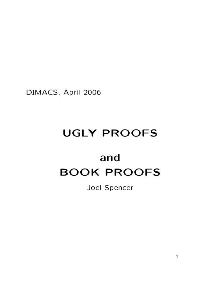 ugly proofs and book proofs