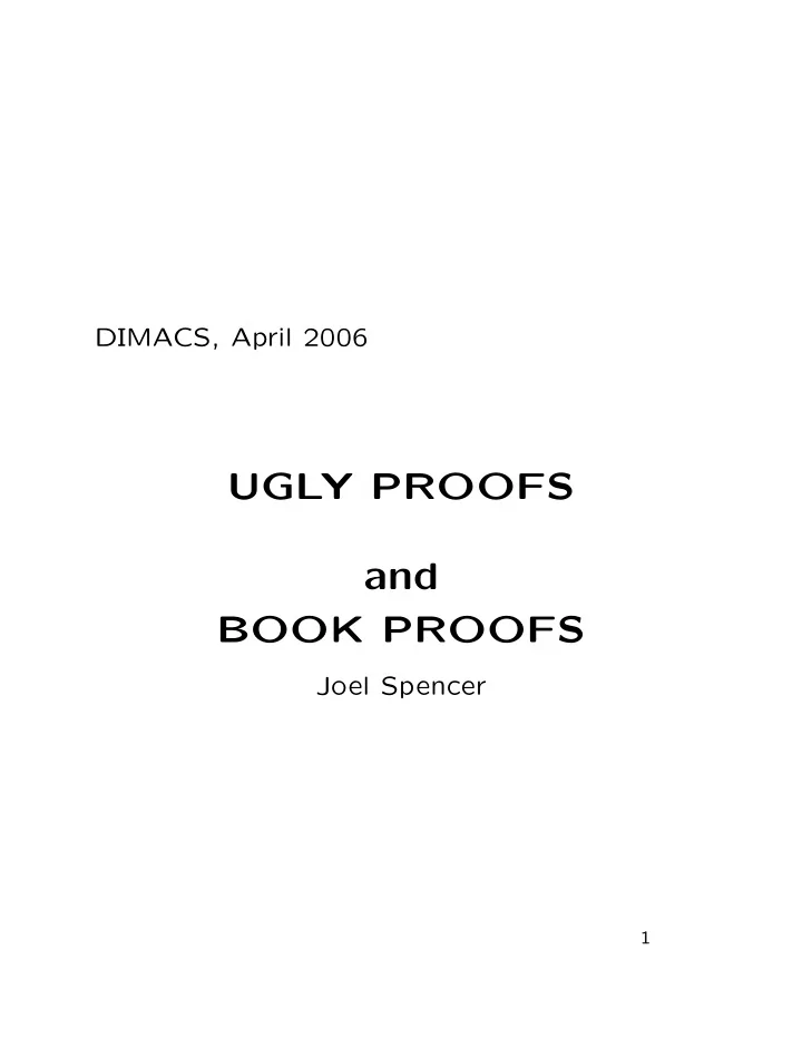 ugly proofs and book proofs