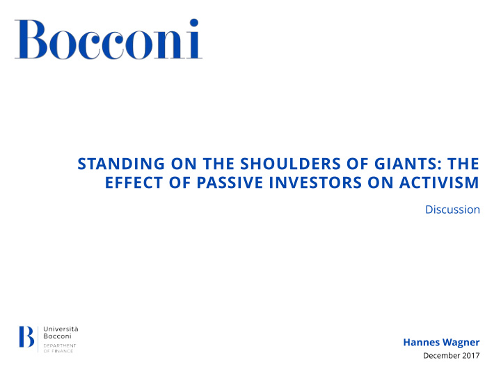 standing on the shoulders of giants the effect of passive