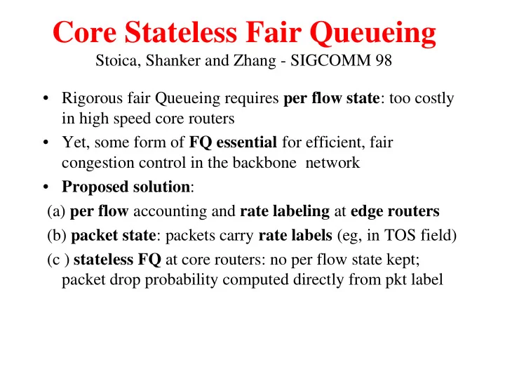 core stateless fair queueing