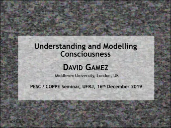 D AVID G AMEZ  Middlesex University, London, UK PESC / COPPE Seminar, UFRJ, 16 th December 2019