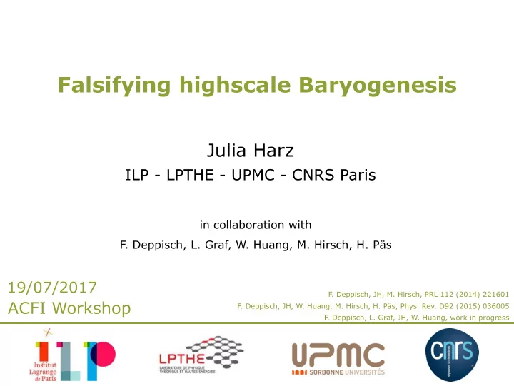falsifying highscale baryogenesis