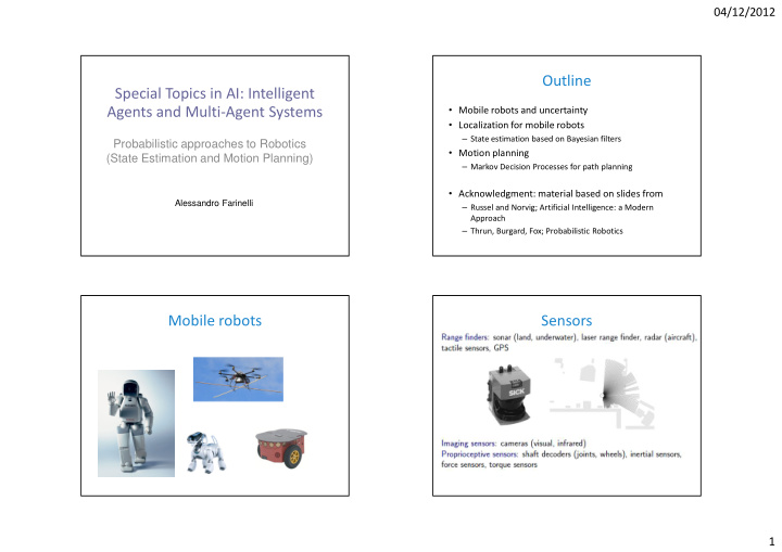 outline special topics in ai intelligent agents and multi