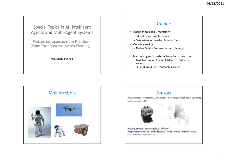 outline special topics in ai intelligent agents and multi