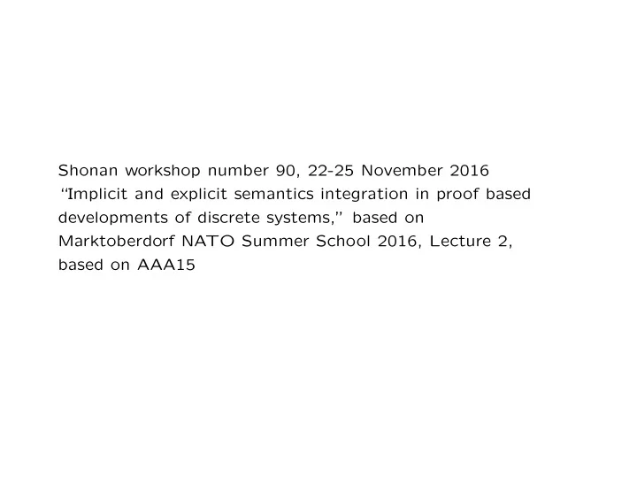shonan workshop number 90 22 25 november 2016 implicit