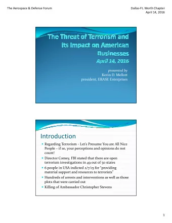 Introduction  Regarding Terrorism - Lets Presume You are All Nice  People  if so, your