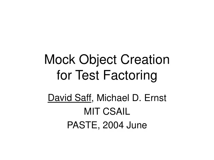for test factoring