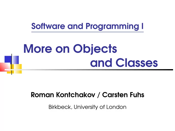 more on objects and classes