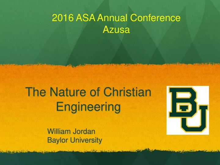 the nature of christian engineering