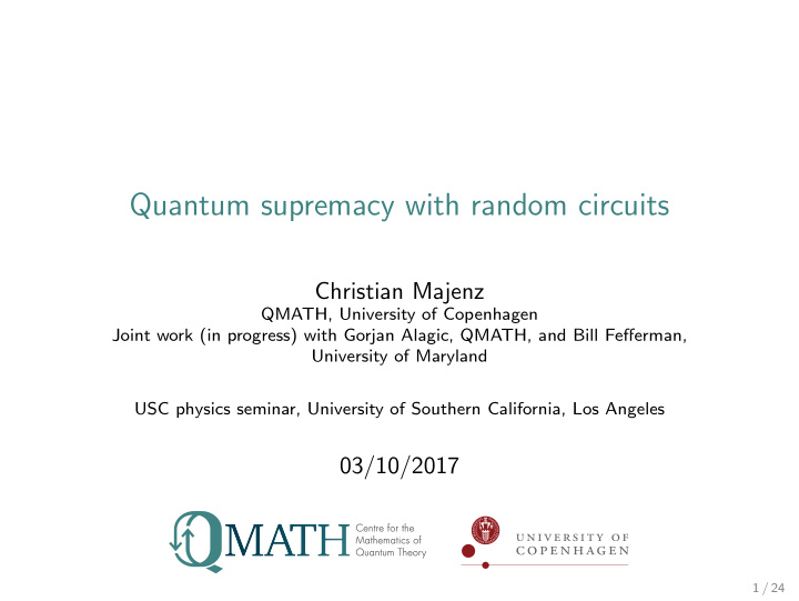 quantum supremacy with random circuits