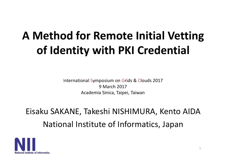 a method for remote initial vetting of identity with pki