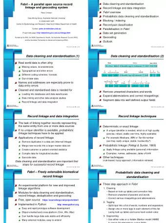 Data cleaning and standardisation (1)  Data cleaning and standardisation (2) Real world data is