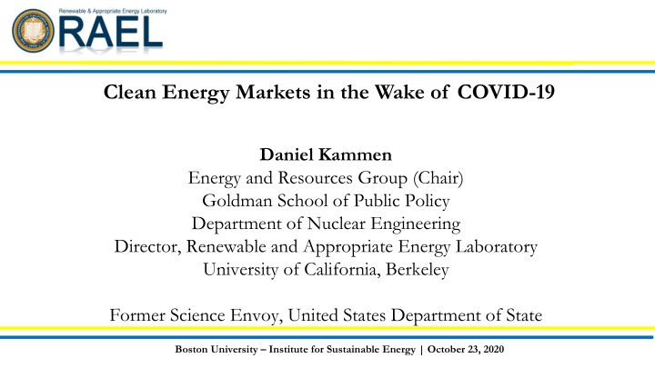 clean energy markets in the wake of covid 19