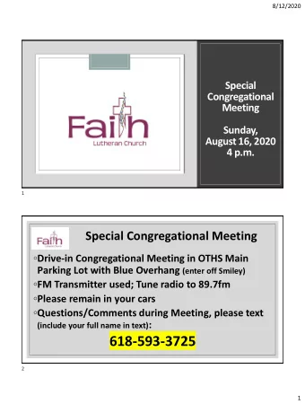 618-593-3725  2  1  8/12/2020  Special Congregational Meeting  Members bring a pen &amp; at