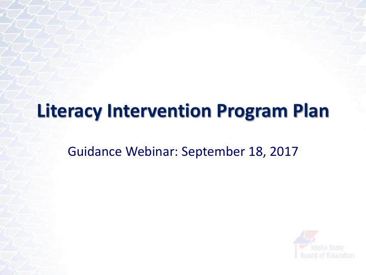 literacy intervention program plan
