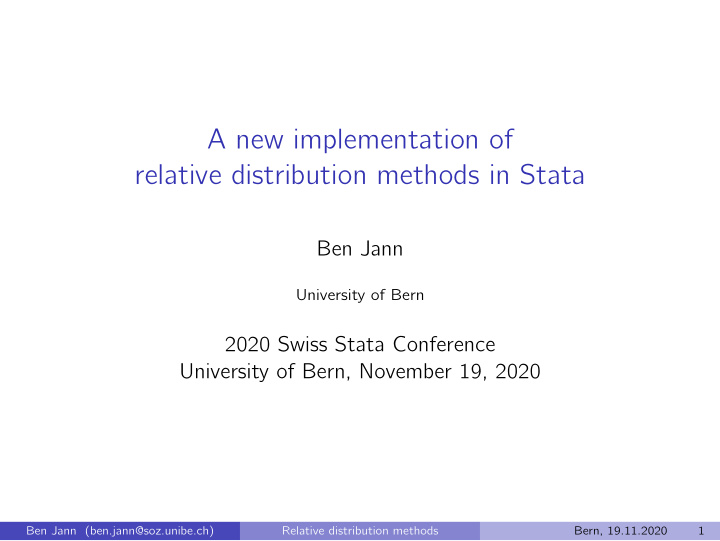 a new implementation of relative distribution methods in