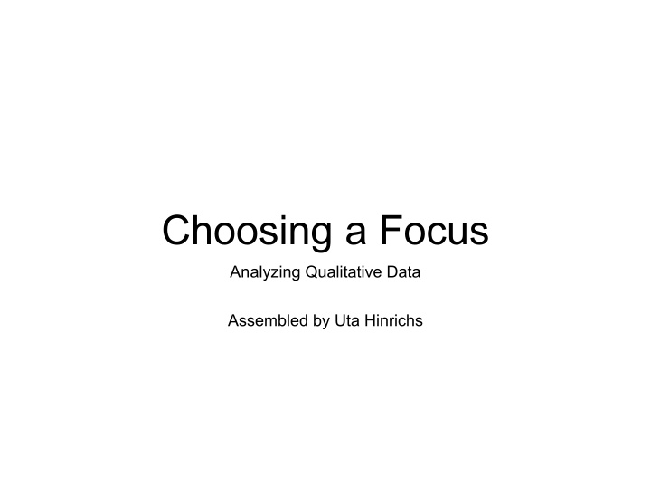 choosing a focus