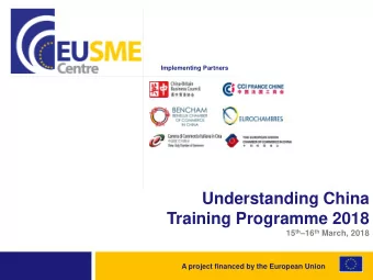 Training Programme 2018 15 th  16 th March, 2018  A project financed by the European Union  Top