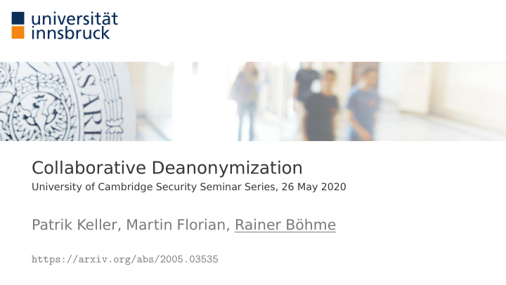 collaborative deanonymization